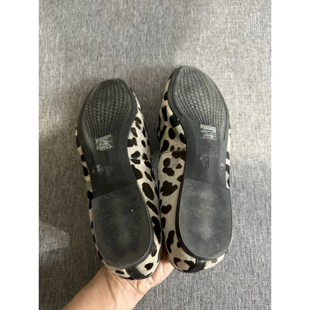 Cole Haan Tali Bow Flats Loafers leopard Calf Hair Womens size 10B